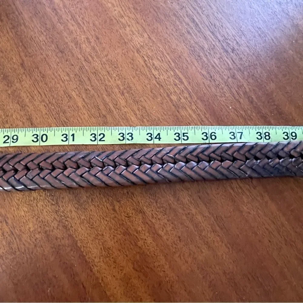 PGA Tour Men's Top Grain Leather Woven Braided Belt Brown Cognac Size 40